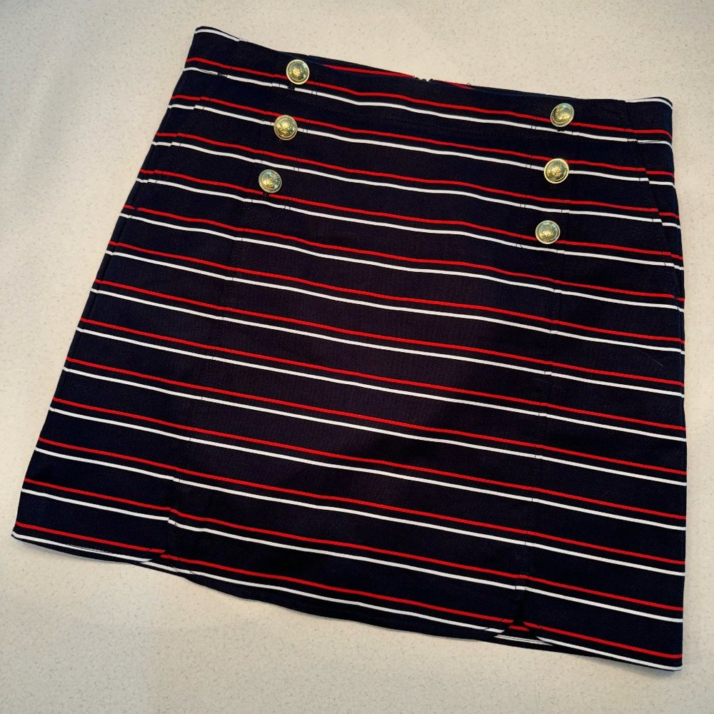 Tommy Hilfiger Nautical Buttoned Mini Skirt Navy Blue Red White Size 10
